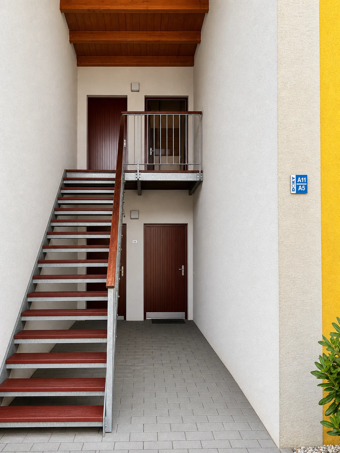 Schodiště vedoucí k apartmánu v prvním patře